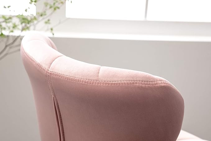 Roundhill Furniture Ellston Velvet Adjustable Swivel Barstools in Pink, Set of 2