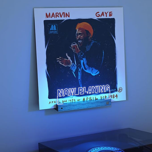 Now Playing Vinyl Record Stand Wall Mount, Light up Record Holder, Wooden Acrylic Display with 16 Color Lights for Albums, Room Decor, Gift for Vinyl Lovers