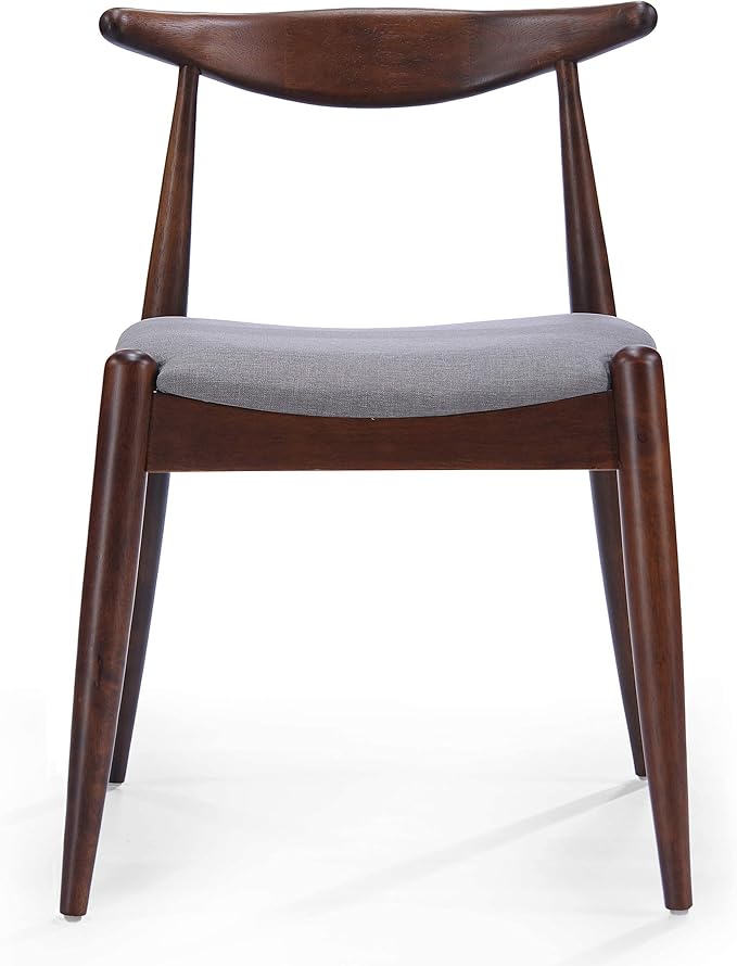 Christopher Knight Home Francie Fabric with Walnut Finish Dining Chairs, 2-Pcs Set, Light Grey / Walnut