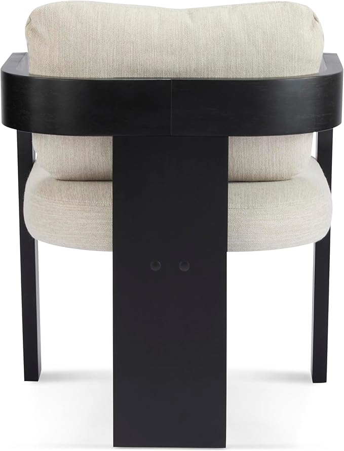 Christopher Knight Home Yorick Modern Dining Chair Set of 2 with Cushion, Solid Wood Dining Room Armchair Set, Curved Backrest Kitchen Side Chair, Living Room Comfy Extra Seat, Black+Beige