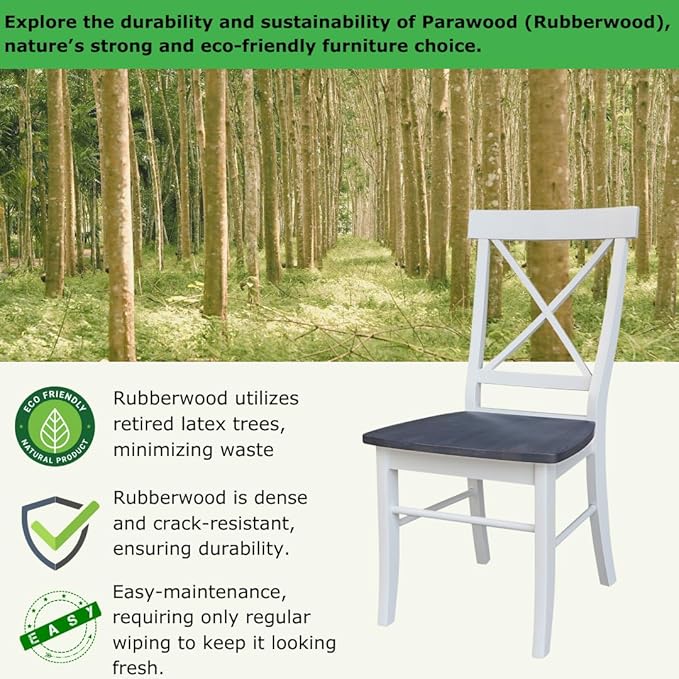 Set of Two X-Back Dining Chairs, White/Heather Gray