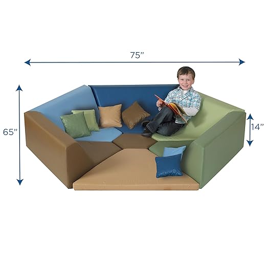 Children's Factory Woodland Hollow Kids Reading Nook, Toddler Modular Couch for Daycare, Classroom, Preschool Furniture