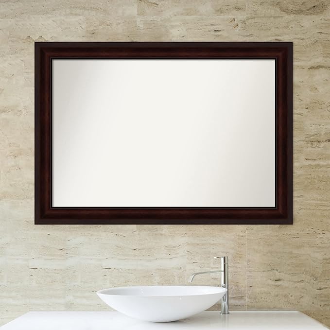 Amanti Art Silver Bathroom Mirror for Over Sink, 28x40 Classic Honey Silver Rectangle Vanity Mirror, Large Casual Frame, Hangs Horizonally and Vertically, Bathroom Wall Decor, Non-Beveled Edge