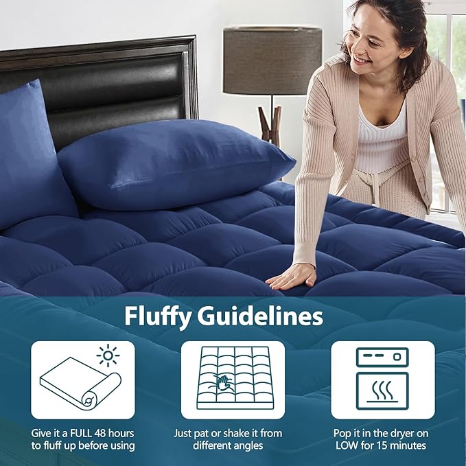 CYMULA California King Mattress Topper - Extra Thick Cooling Mattress Pad Cover for Back Pain - Soft Mattress Protector Bed Topper Pillow Top with 8-21 Inch Deep Pocket 3D Snow Down Alternative Fill