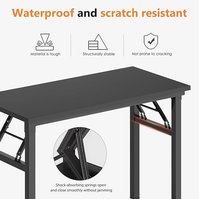 SDHYL 39 inchesNo Assembly Foldable Computer Desk for Home Office Workstation, Study and Writing, Black