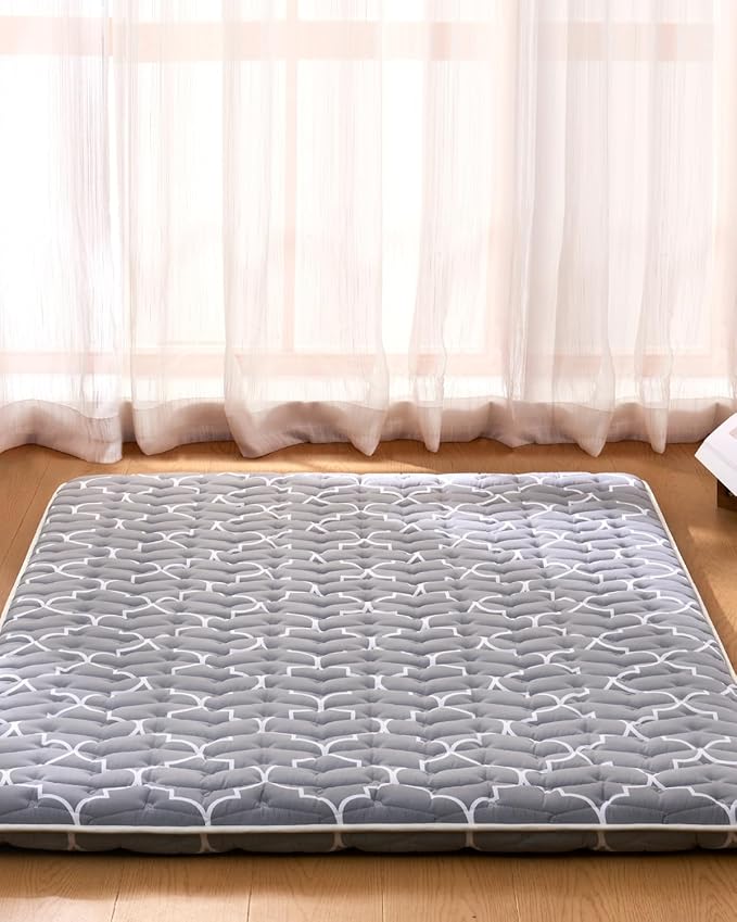 6th Generation Japanese Floor Futon Mattress - Extra-Thick 9-Layer Modern Futon with 100% High-Density Foam, Portable Floor Mattress Sleeping Pad for Adults, Guest Room, Dormitory,Single Size(25"X75")