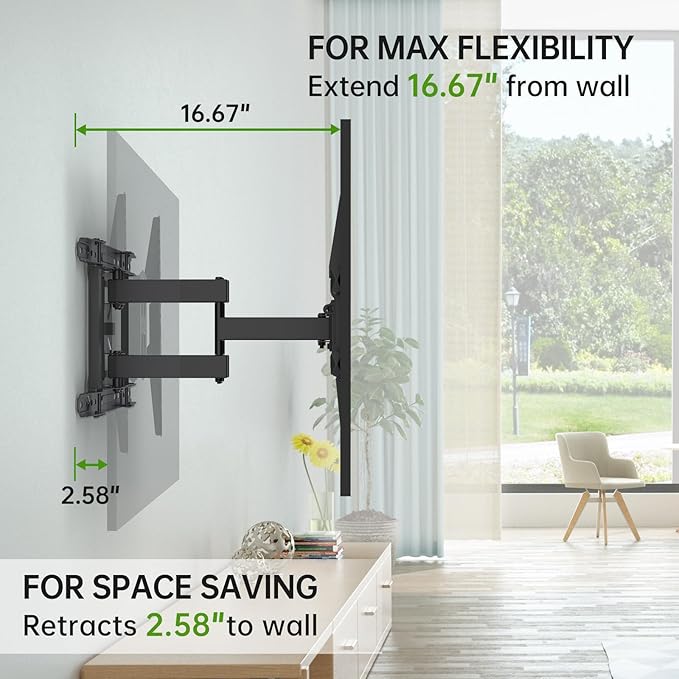 USX MOUNT UL Listed TV Wall Mount for 42"-84" TVs up to 110lbs and 8"-24" Wood Studs, TV Mount with Tilt, Swivel & Extension, Wall Mounts Bracket with Dual Articulating Arms, Max VESA 600x400mm
