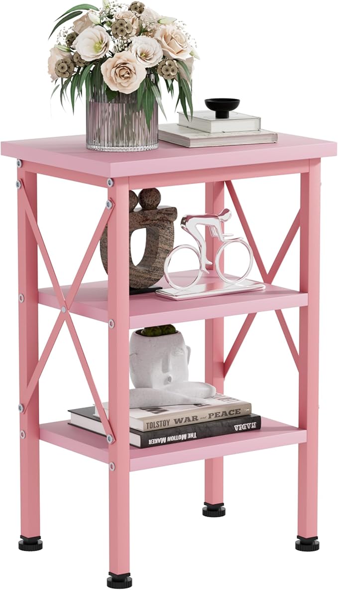 VECELO Modern Nightstands X-Design Side End Table Night Stand with Storage Shelf for Bedroom,Living Room