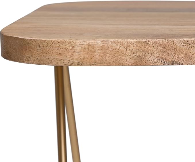 SIMPLIHOME Patrice Modern 18 inch Wide Metal and Wood Accent Side Table in Natural, Gold for the Living Room and Bedroom