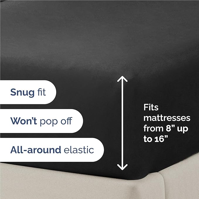 Twin XL Size 3 Piece Sheet Set - Comfy Breathable & Cooling Bed Sheets Set - Hotel Luxury Bedding for Women, Men, Kids, Teens, Boys & Girls - Deep Pockets, Ultra-Soft, Wrinkle Free - Oeko-Tex - Black