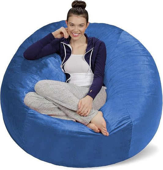 Sofa Sack Bean Bag Chair - Plush, Ultra Soft - Memory Foam Bean Bag Chair with Microsuede Cover - Stuffed Foam Filled Furniture and Accessories for Dorm Room 5 Feet - Royal Blue