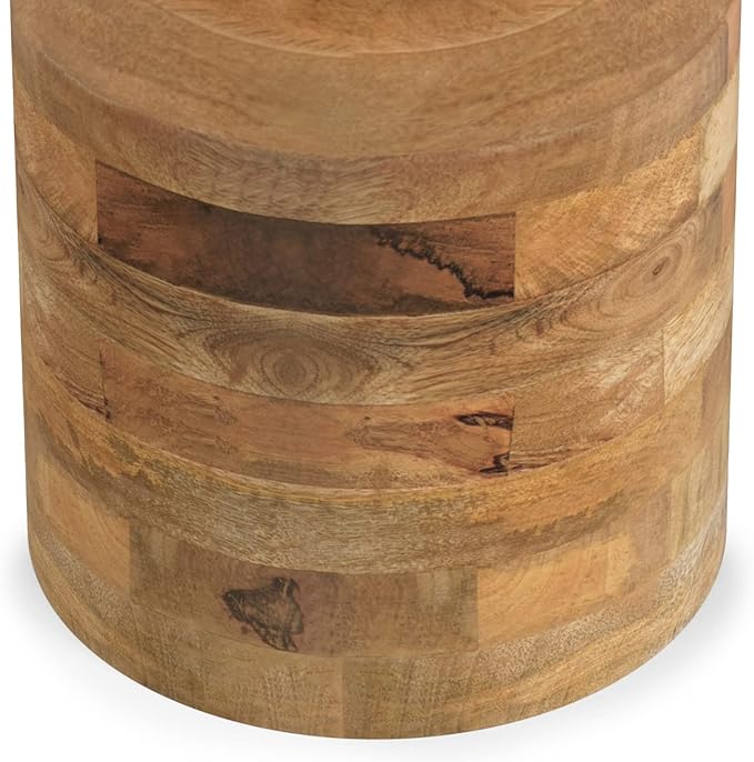 SIMPLIHOME Haynes 16-inch Wide Solid Mango End Table in Natural, Handcrafted Boho-Style Accent Table for Living, Bedroom, or Home Office, Assembled