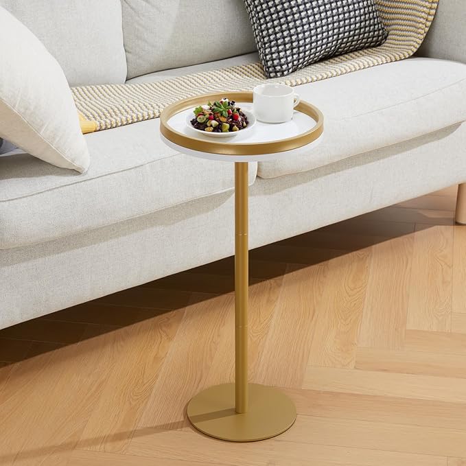 Round Drink Table,Small Pedestal Table,Small Round Side Table for Narrow Spaces,Martini Table for Living Room, Bedroom, Bathroom,Balcony
