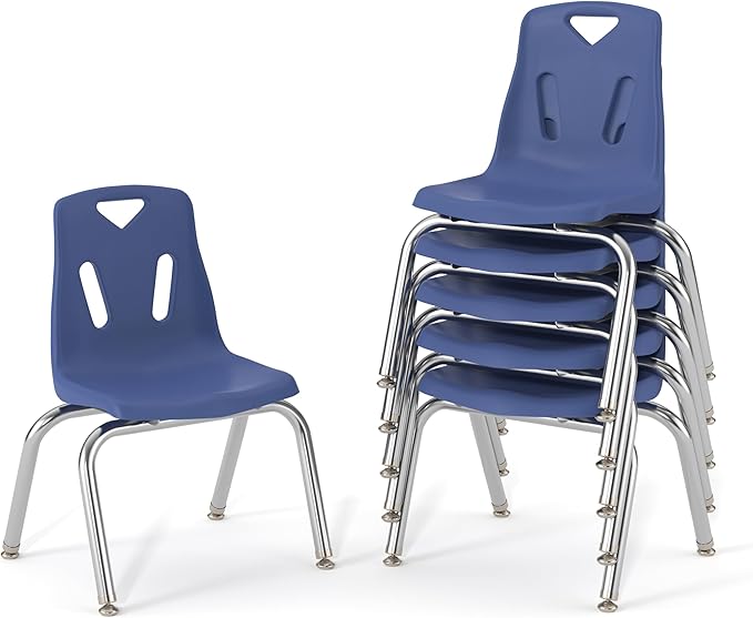 Berries Jonti-Craft 8148JC6003 Stacking Chairs with Chrome-Plated Legs, 18" Height, Blue, Pack of 6