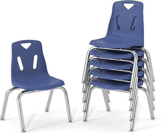 Jonti-Craft Berries 8142JC6003 Stacking Chairs with Chrome-Plated Legs, 12" Height, Blue, Pack of 6