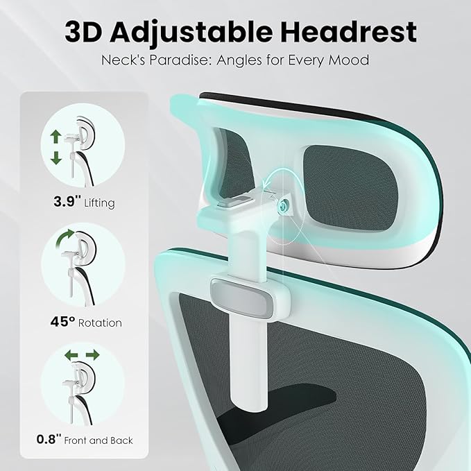 Ergonomic Office Chair, Comfy Home Office Chair High Back Computer Chair with Headrest, Adjustable Back Support, Flip-Up Arms, 90-120° Tilt and Wide Cushion, Up to 300lbs, Black+White