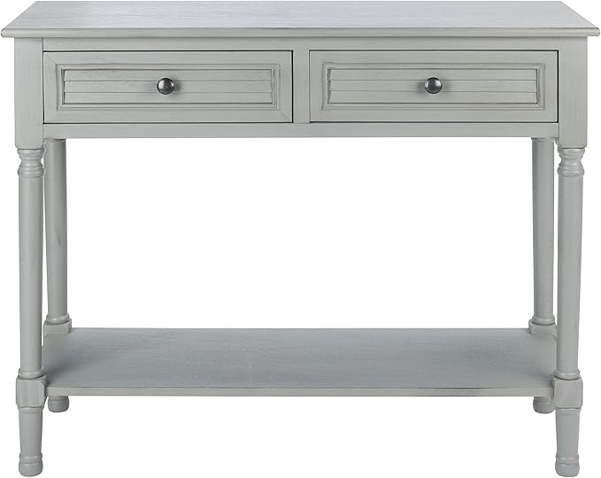 SAFAVIEH Home Collection Tate Distressed Grey 2-Drawer Bottom Shelf Console Table CNS5720C