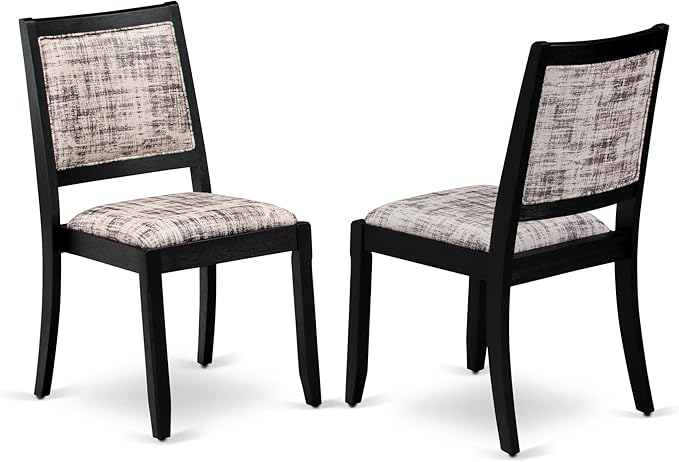 East West Furniture LGX29-BLK-30 -9 Piece Dining Set Includes a Rectangular Kitchen Table with Black Tabletop and 8 Stackable Polyester Fabric Chairs, Black