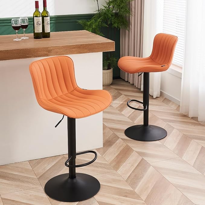 YOUNUOKE Counter Height Bar Stools Kitchen Island Barstools Set of 2 Adjustable Swivel Counter Stool Bar Height Island Chairs with Back, Camel