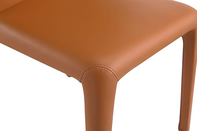 Manhattan Comfort Conrad Mid Century Modern Dining Chairs Woven Tweed Upholstered Kitchen Furniture with Contoured Back, Foam Padding & Metal Legs, Set of 2, Saddle