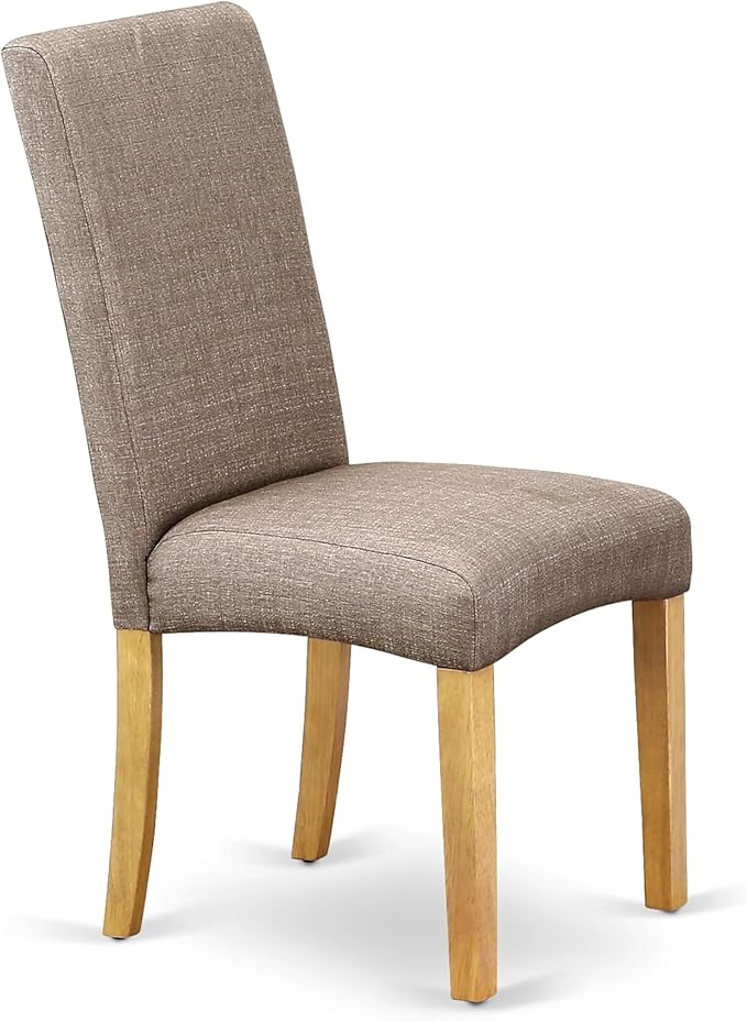East West Furniture AMDR3-OAK-16 3 Piece Dining Room Table Set Contains a Round Kitchen Table with Pedestal and 2 Dark Khaki Linen Fabric Parsons Dining Chairs, 36x36 Inch, Oak
