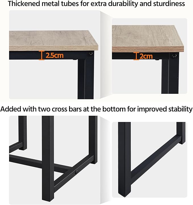 Yaheetech 3 Piece Dining Table Set - Kitchen Table & Chair Sets for 2 - Compact Table w/ 2 Stools & Space Saving Design for Dining Room Living Room Kitchen, Gray