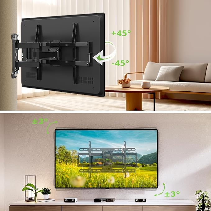 USX MOUNT UL Listed TV Wall Mount for 42"-85" TVS, Fits 16" 18" or 24" Studs, Full Motion Wall Mount Swivel Tilt Extension TV Bracket with Dual Articulating Arms, Max VESA 600x400mm, Load 110lbs