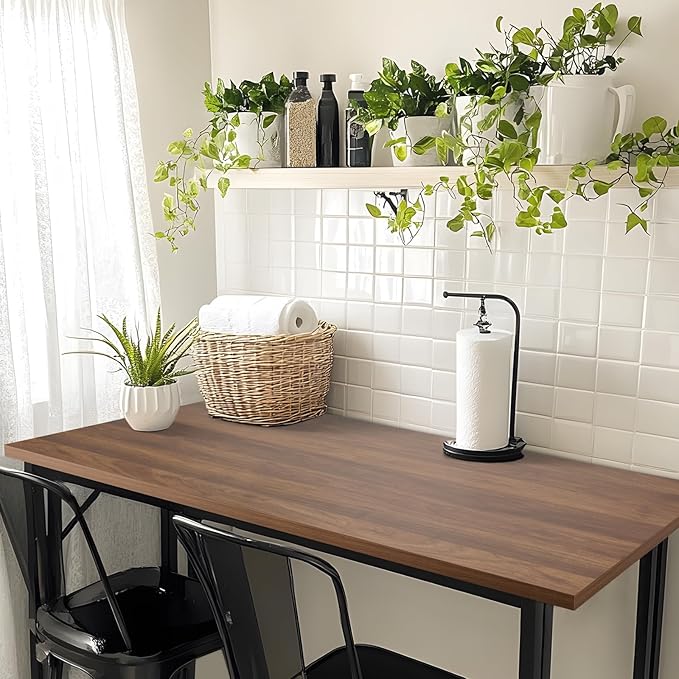 Kaboon Universal Tabletop 45"x20", Solid One-Piece Melamine Table Top, L-Desk Floating Desk DIY, Home and Office, Walnut