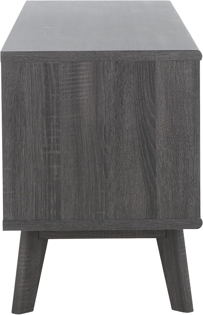 SAFAVIEH ESMA TV Stand for up to 65" Flatscreen – Distressed Black, Sliding Doors with Interior Storage, Entertainment Media Console (MED9640E)