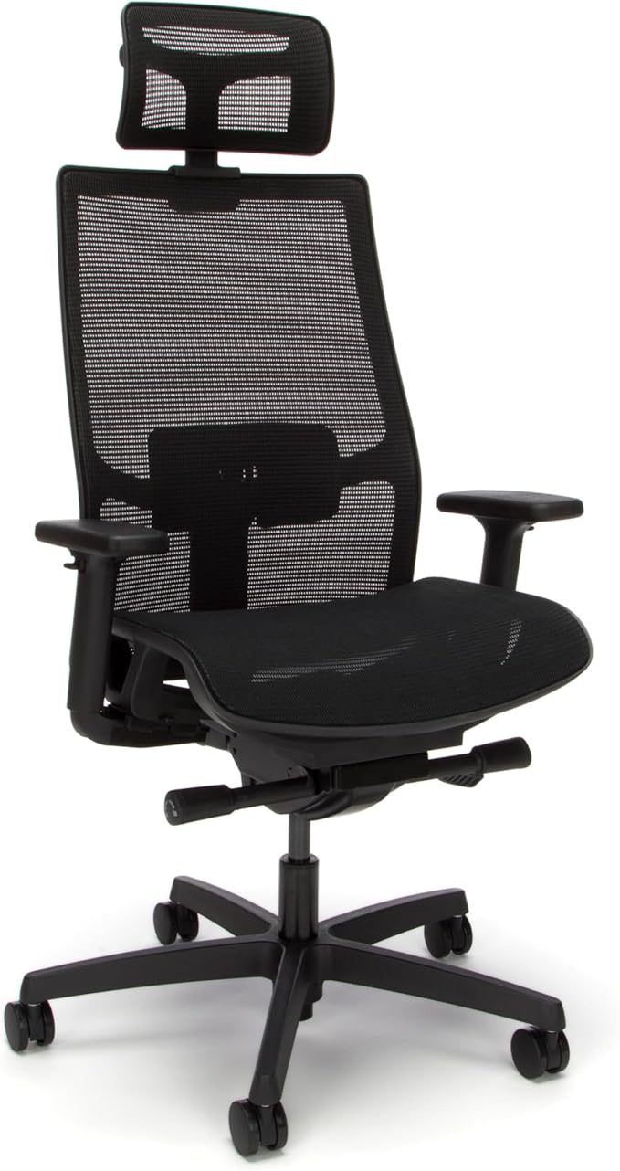 HON Ignition 2.0 Ergonomic Office Chair with Headrest, Adjustable Tilt, Swivel Wheels, Comfy for Long Hours, Home Office Desk Chairs, Black