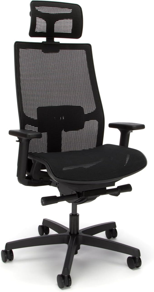 HON Ignition 2.0 Ergonomic Office Chair with Headrest, Adjustable Tilt, Swivel Wheels, Comfy for Long Hours, Home Office Desk Chairs, Black