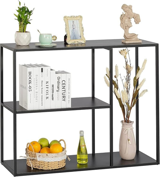 HDANI Console Table, Narrow Entryway Table, 3 Tier Metal Hallway Table, 11.8''Dx39.4''Wx31.5''H(Black)