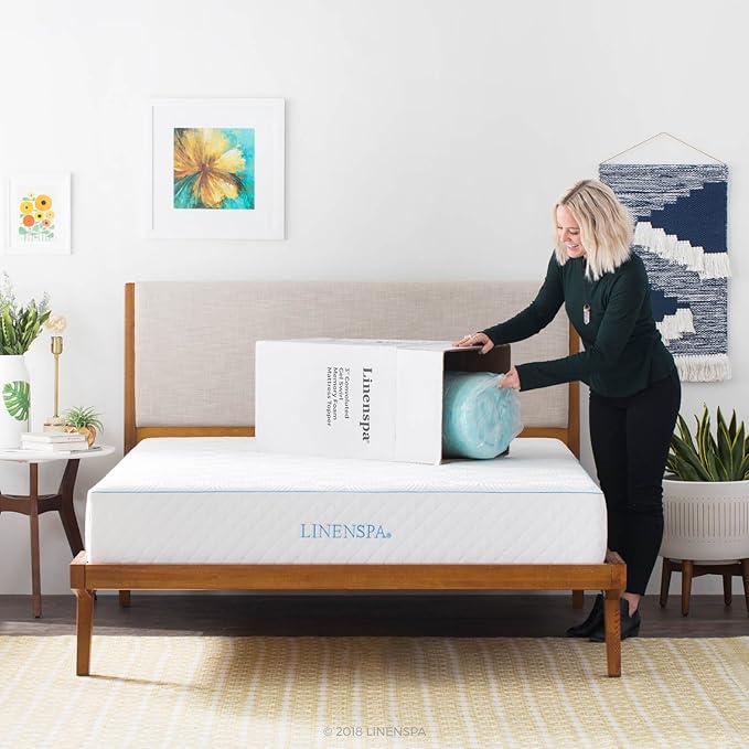 Linenspa 3 Inch Convoluted Gel Swirl Memory Foam Mattress Topper - Promotes Airflow - Relieves Pressure Points - California King