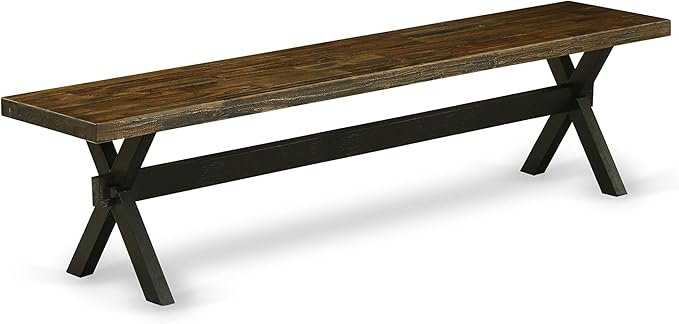 East West Furniture X677MZ650-6 6 Piece Kitchen Table Set Contains a Rectangle Dining Table and 4 Dark Gotham Grey Linen Fabric Parson Chairs with a Bench, 40x72 Inch, Multi-Color