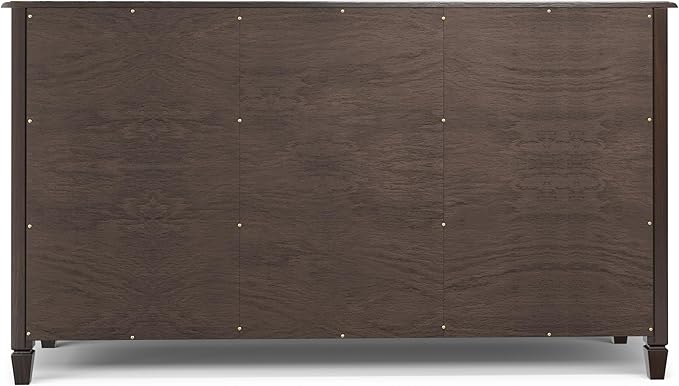 SIMPLIHOME Connaught SOLID WOOD 60 inch Wide Traditional Wide Storage Cabinet Buffet in Chestnut Brown for the Living Room, Entryway and Family Room