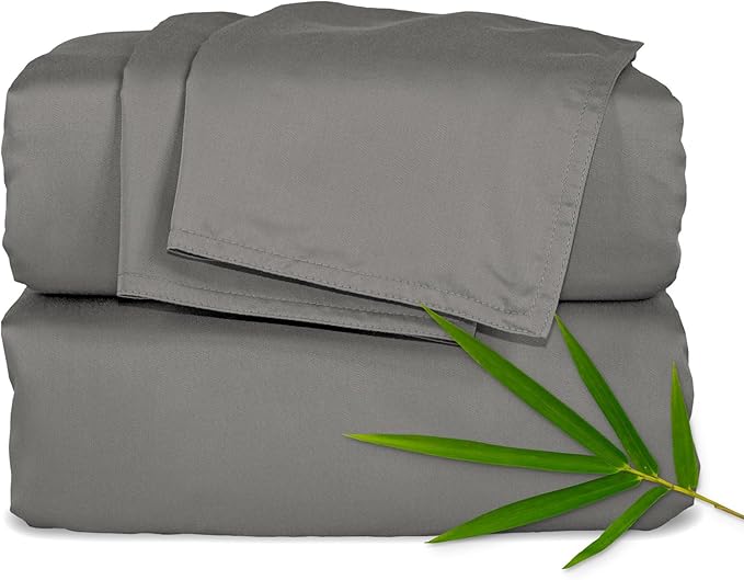 Queen Sheets by Pure Bamboo, Genuine 100% Organic Viscose Derived from Bamboo Bed Sheet Set, Luxuriously Soft & Cooling, Double Stitching, Lifetime Quality Promise (Queen, Graphite)