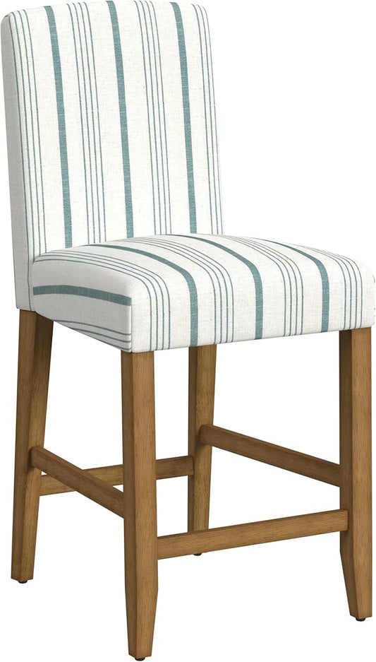 HomePop Curved Back 24" Barstool - Blue Calypso Stripe