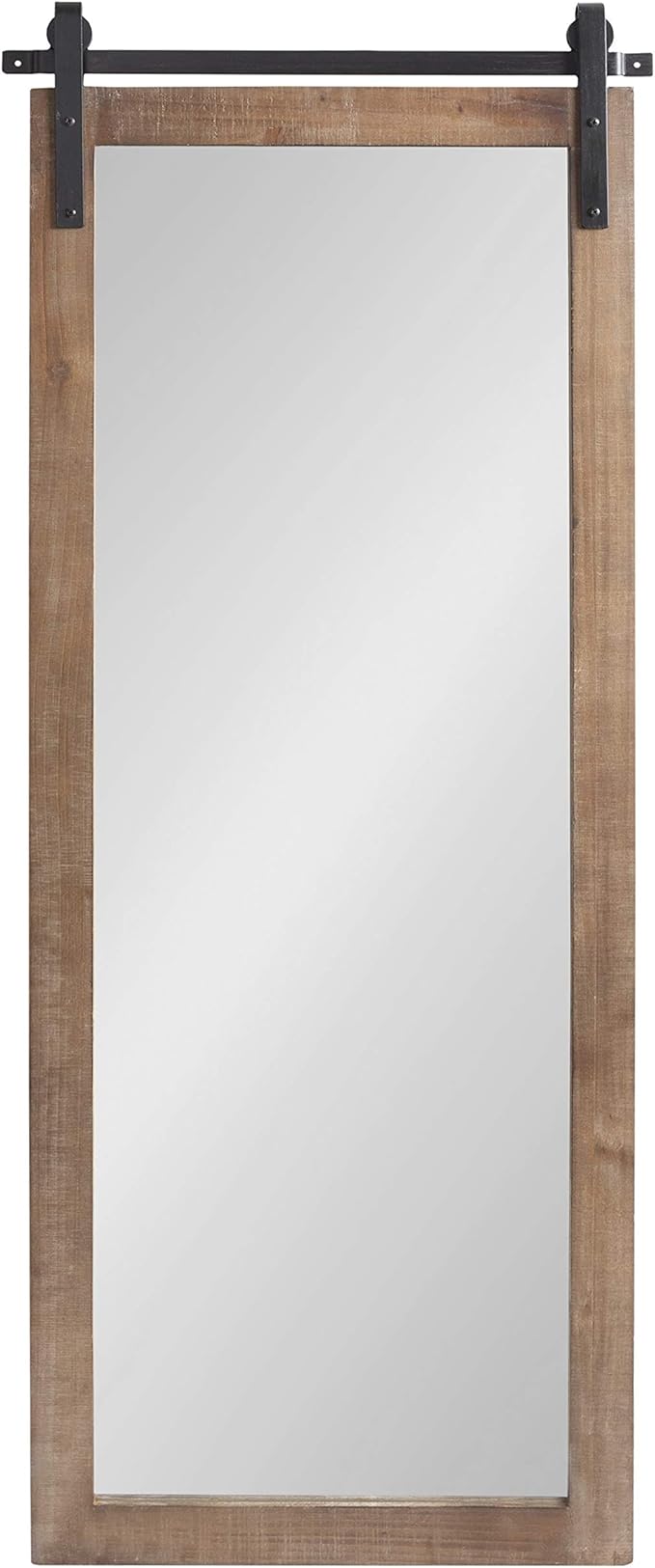 Kate and Laurel Cates Farmhouse Wood Framed Wall Mirror, 18 x 50, Rustic Brown, Barn Door-Inspired Rustic Mirrors for Wall