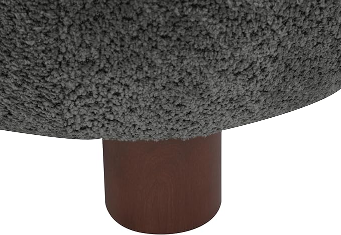 Christopher Knight Home Elvina Boucle Fabric Accent Chair, Solid Wood Single Lounge Sofa, Bedroom Comfy Reading Chair, for Modern Minimalist Style Living Room/Home Office, Dark Gray