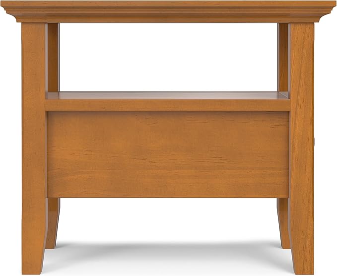 SIMPLIHOME Acadian 14-inch Wide Narrow End Table with Drawer and Open Shelf in Light Golden Brown for Living Room or Bedroom