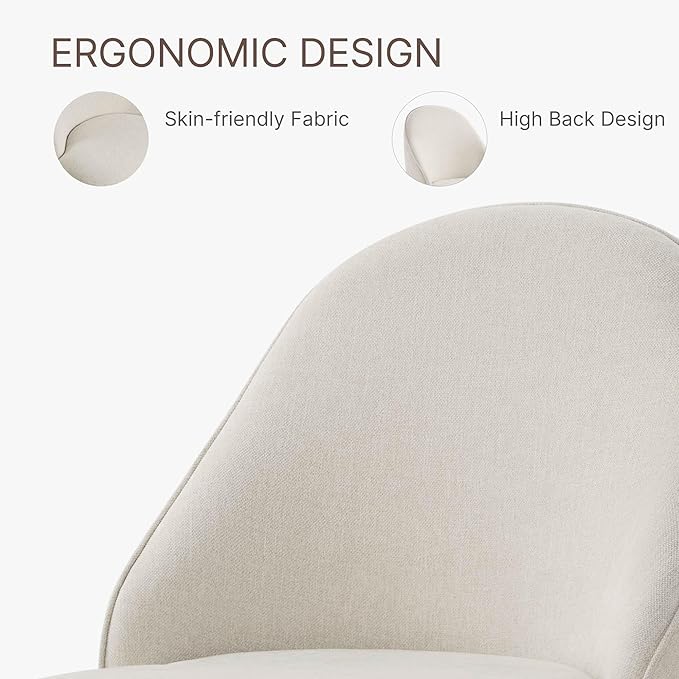 Swivel Dining Chairs Modern Desk Chair Upholstered Linen Fabric Side Chair for Kitchen Dining Room Bedroom,Linen,1 Box