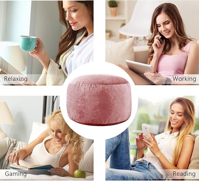 3 Ft Large Bean Bag Chairs for Adults/Teens with Memory Foam Filling, Comfy Bean Bag Sofa with Filler Included, Soft Dutch Velvet Fabric Beanbags,3 Foot, Pink