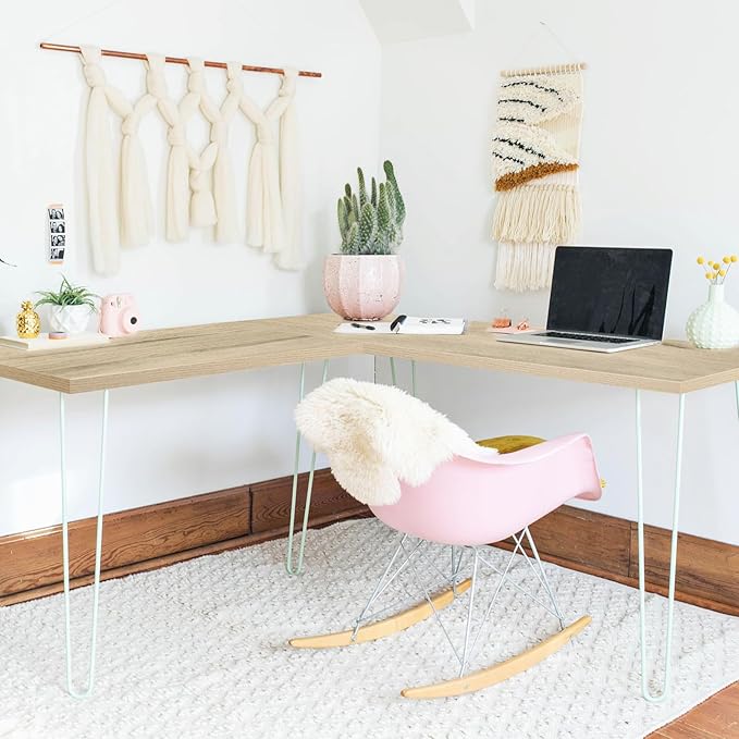 Kaboon Universal Tabletop 55"x20", Solid One-Piece Melamine Table Top, Double Desk L-Desk DIY, Home and Office, Oak/Grey Tone