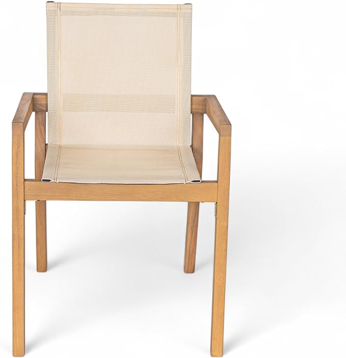 Merax Mesh Seating Solid Wood Dining Chairs Set of 2, French Country Style Accent Side Seating Furniture for Kitchen, Living Room, Textile Back, Beige
