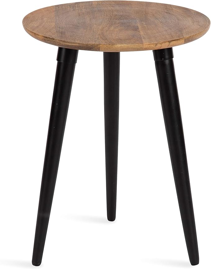 Kate and Laurel Rumsen Farmhouse Side Table, 16 x 16 x 21, Natural and Black, Sophisticated Modern Pedestal End Table for Storage and Display