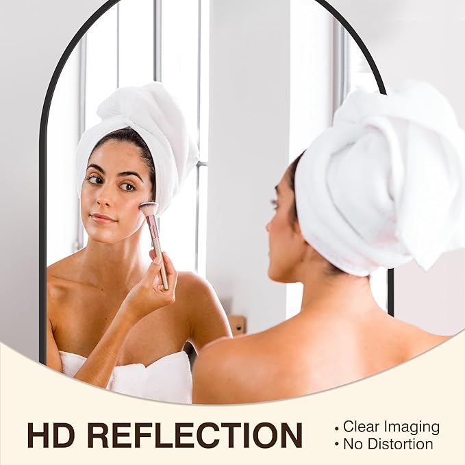 FICTOR Bathroom Mirror for Wall,2 Pack 24”x36” Arched Vanity Bathroom Mirror for Over Sink, Metal Framed with HD Shatter-Proof Glass for Entryway, Living Room,Bedroom(Black)