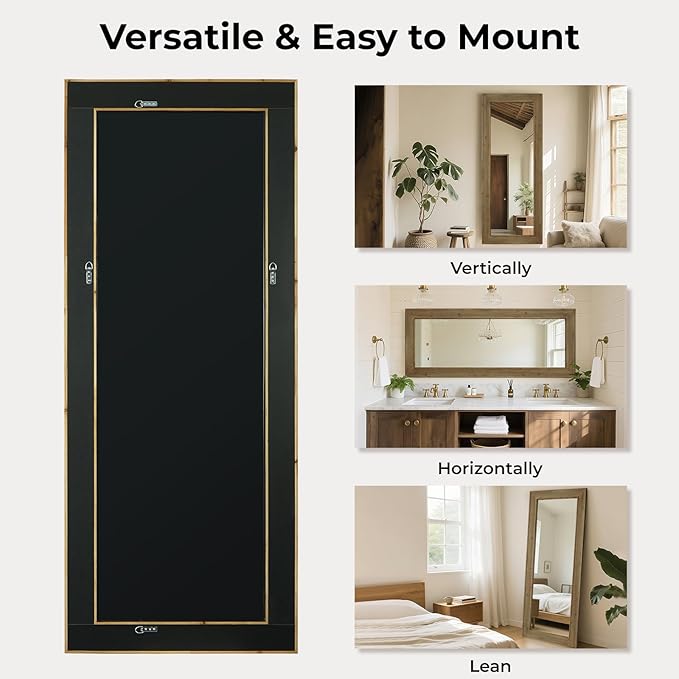 WallBeyond Full Length Mirror Rustic Wood Framed, 27 x 67 inch Farmhouse Wall Mounted Mirror Full Floor Mirror Hanging or Leaning Against Wall, Natural