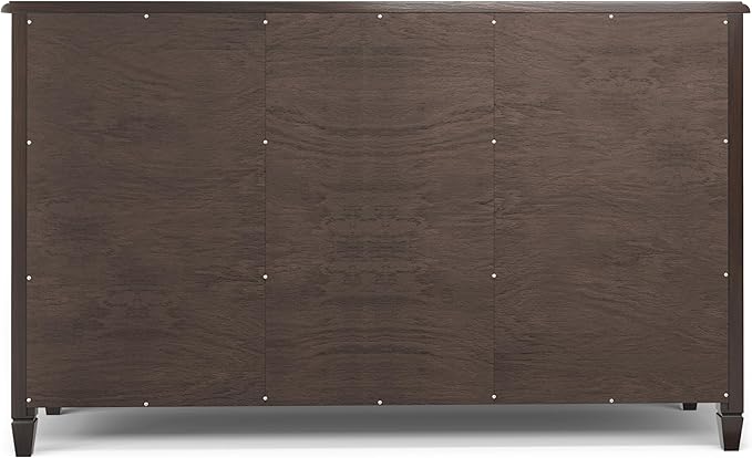 SIMPLIHOME Connaught Buffet - 60 inch Wide Solid Wood 3-Door Sideboard Buffet in Chestnut Brown, Traditional Storage Cabinet for Dining Room or Kitchen with Adjustable Shelves and Classic Molding