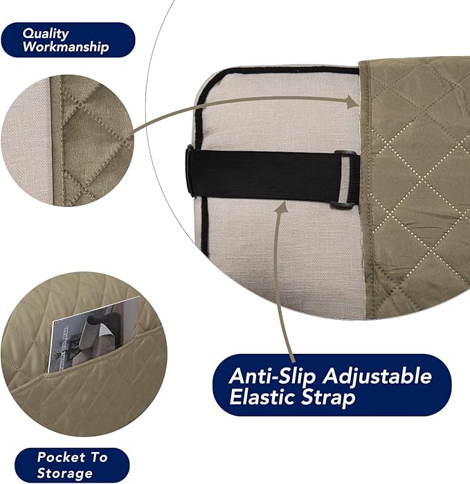PureFit Reversible Sofa Cover Water Resistant Loveseat Couch Cover, Machine Washable Furniture Cover with Non-Slip Foam and Adjustable Strap for Dogs, Pets (Loveseat, Beige/Ivory)