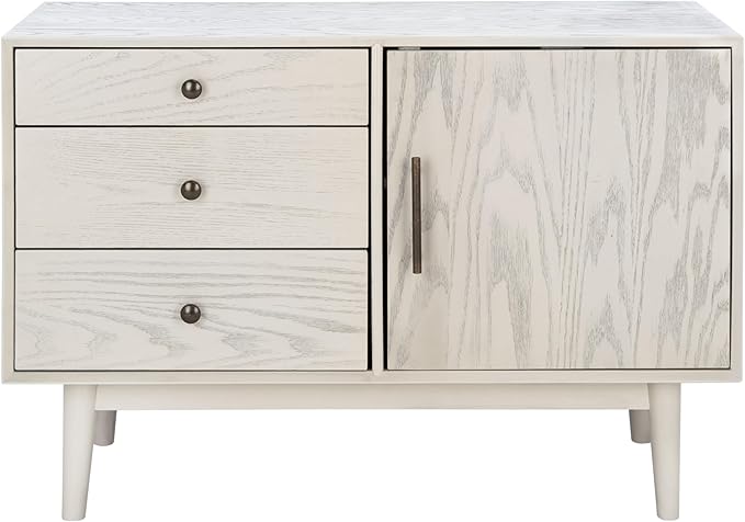 SAFAVIEH Couture Collection Elissa Mid-Century White Wash Small Entertainment Media Stand (Fits up to a 45" Flatscreen TV)